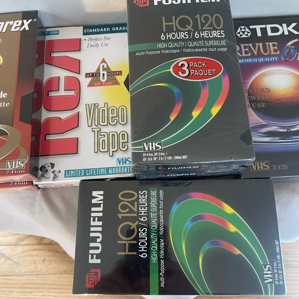 9 New VHS Tapes Lot Bundle Memorex RCA Fujifilm TDK High Grade Video Cassettes